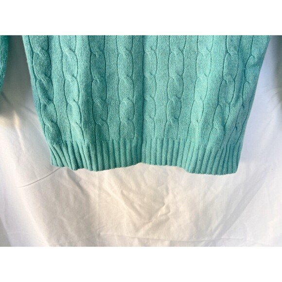 Ralph Lauren Black Label Cable Knit Thick V-Neck Sweater Large Cashmere Blend - Picture 4 of 9